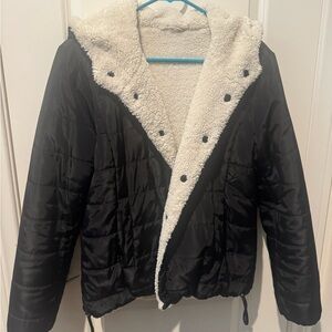 Sanctuary Reversible Teddy Jacket - Cream and Black